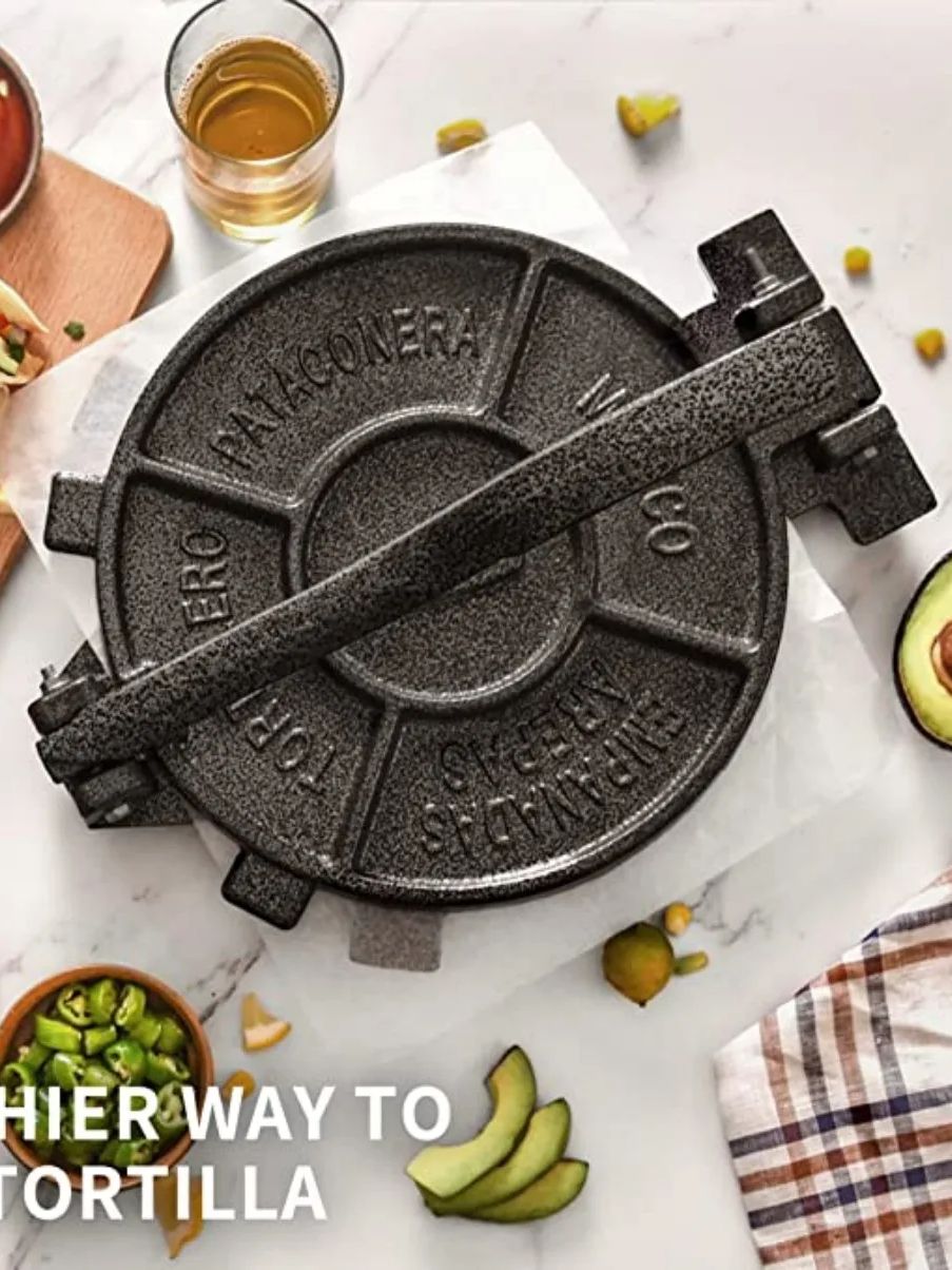 Tortilla Press Cast - 8-calowa żeliwna prasa do tortilli, wytrzymała