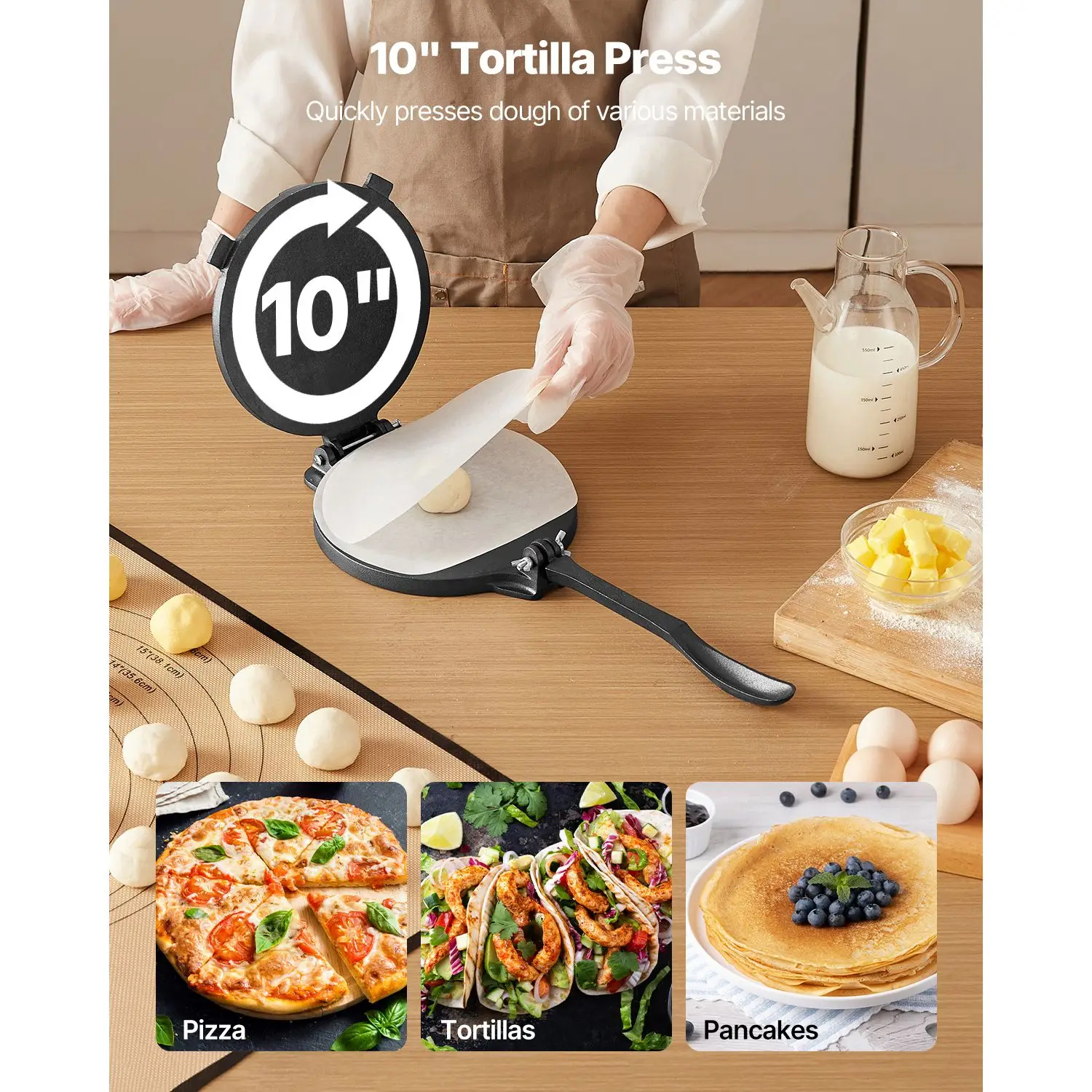 Prasa do tortilli, 25 cm, żeli – Tortilla Press Cast recenzja i cena
